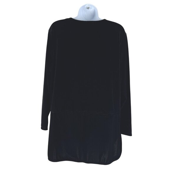 Lauren Ralph Lauren Velvet Top Womens XL Black Solid Keyhole Stretch TP-3228 - Picture 4 of 6